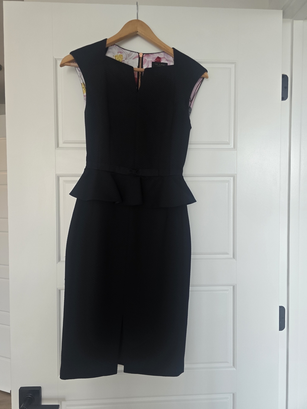 Ted Baker London Black Peplum Midi Dress